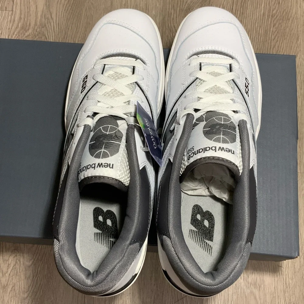 New Balance 550 White Castlerock Gray (BB550WTG) Mens Size 10.5